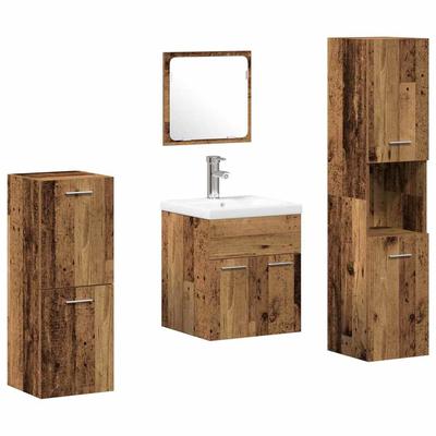 vidaXL Badezimmermöbel-Set Wandmontiert 4 pcs Altholz Holzwerkstoff