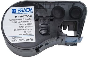 Brady M-187-075-342 fita termo retrátil preto sobre branco 19,05 mm x 8,50 mm