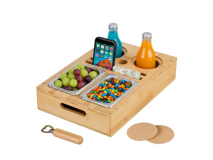 Relaxdays Couchbar mit Snackschalen