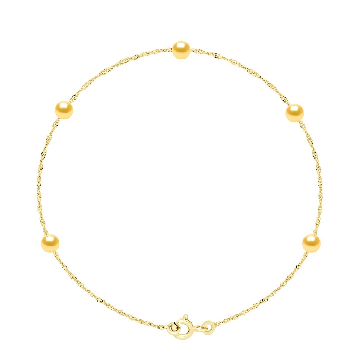 Armband – 5 echte Süßwasser-Zuchtperlen rund 4–5 mm