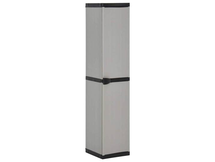 vidaXL Garten-Lagerschrank Mit 3 Böden Grau & Schwarz 34/40/168 Cm, Kunststoff, 40x168x34 cm, Gartenzubehör, Geräteschränke