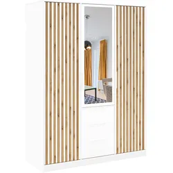 DREHTÜRENSCHRANK GAREN 149/200/57,5 cm 3-türig mit Spiegel Weiß
