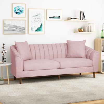 Contemporary Deep Seat Sofa with 2 Accent Pillows & Sloped Arms