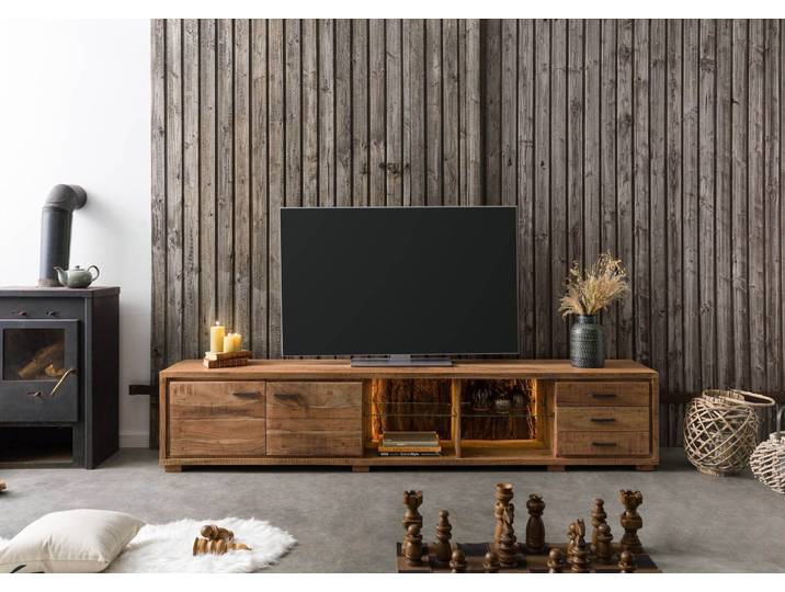 TV-Board Akazie 235x40x47 natur lackiert BARK #116