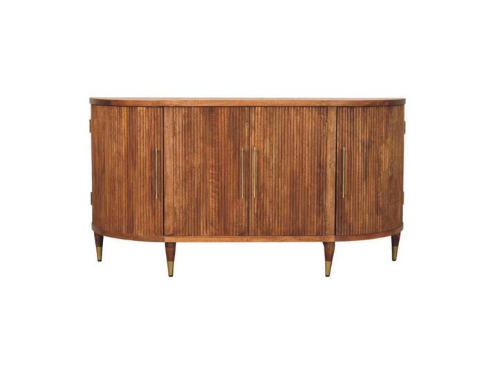 Artisan Furniture Sideboard mit Amber-Eichen-Finish, 4 Türen, 6 Innenablagen, geröstetes Braun., Holz, Echtholz,Mangoholz, Oval, 150x78x40 cm, Kleinmöbel, Kommoden, Sideboards