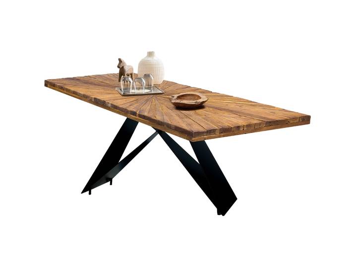Esstisch Ruoka recyceltem Teakholz natur/schwarz B 180 T 100 cm