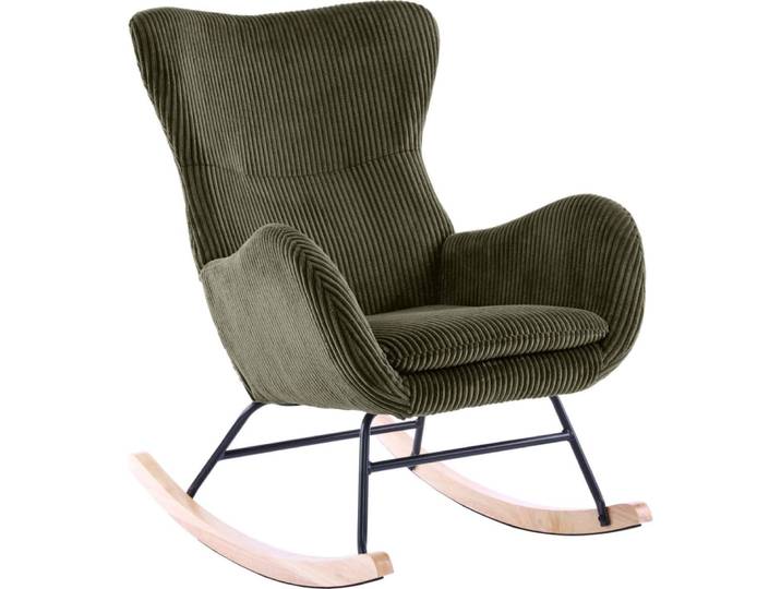 Rocking-chair en velours côtelé vert