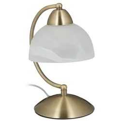 Relaxdays Tischlampe Touch Weißglas Weiß,Gold