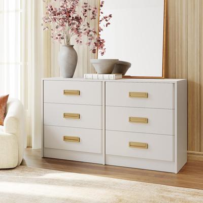 Garvee 6/7-Drawer Dresser for Bedroom, Wide Horizontal Chest, Chamfer Design, Metal Handles, Heavy Duty Base, Storage