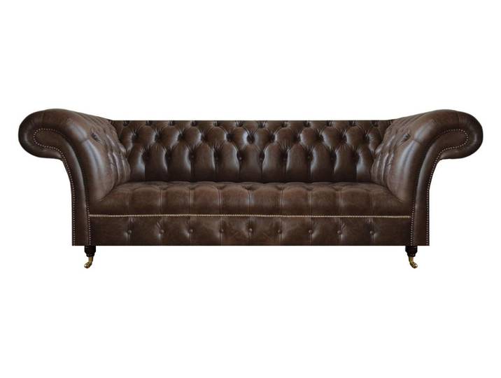 Xlmoebel Chesterfield-Sofa Braunes Ledersofa im Chesterfield-Stil für stilvolles Wohnen, 3-Sitzer, Hergestellt in Europa