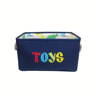 Foldable Storage Basket For Kids Toys, Laundry & Nursery Organization dark Blue