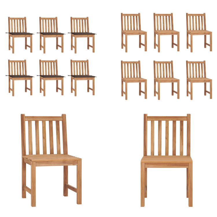 vidaXL Gartenstühle 6 Stk. mit Kissen Massivholz Teak - Gartenstuhl - Gartenstühle - Holz-Gartenstuhl - Holz-Gartenstühle