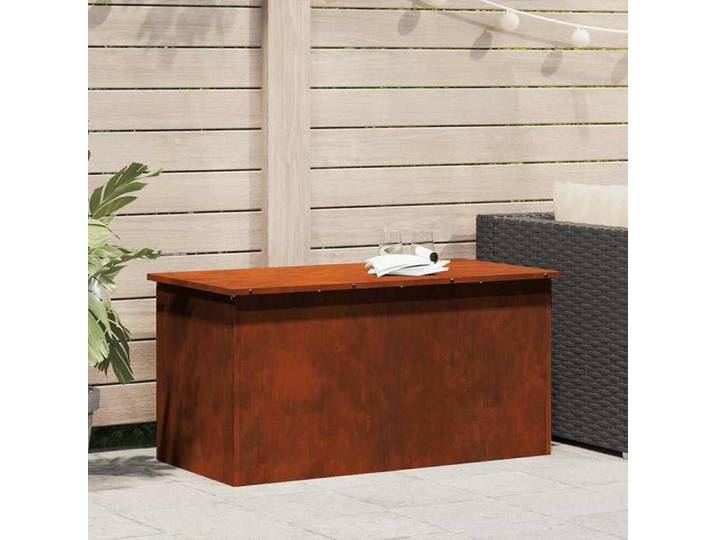 Marron Caisse de Rangement - JILLE'S® Boîte de Rangement Extérieure Rouillé 100x50 5x50cm Acier MEU3564357419896