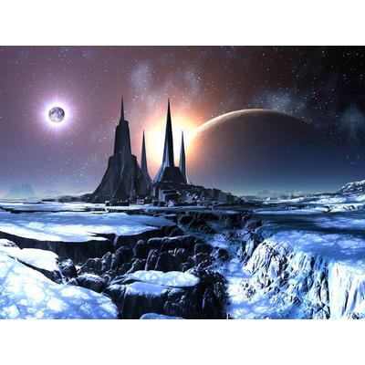 Fototapete PAPERMOON "PLANETEN-FUTURISTISCH WELTRAUM MOND GALAXIE UNIVERSUM", bunt, B:4,5m L:2,8m, Vlies, Tapeten