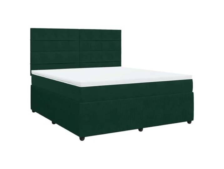 Makastle Boxspringbett mit Matratze Dunkelgrün 180x200 cm Samt Höhenverstellbares Kopfteil