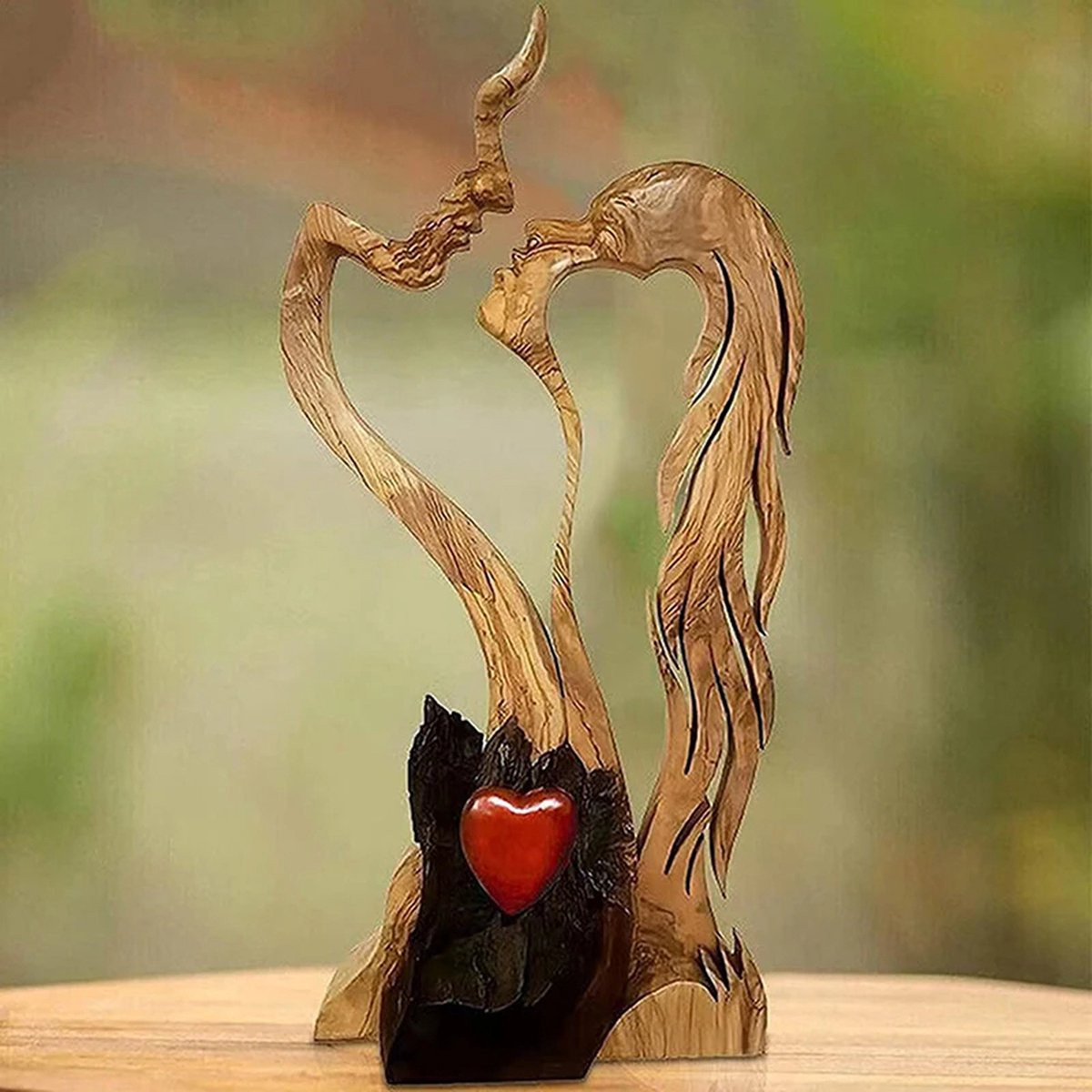 Eternal Love Resin Beeldje – Romantisch Kussend Man en Vrouw Standbeeld voor Binnenhuis Decoratie