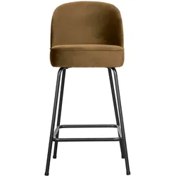 Barhocker Vogue aus Samt, modern und gepolstert, honiggelb, Metallgestell schwarz, 65 cm Sitzhöhe