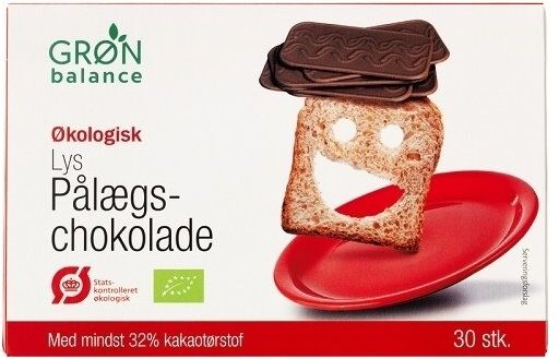 Grøn Balance Pålægschokolade   Øko   Lys   120 G