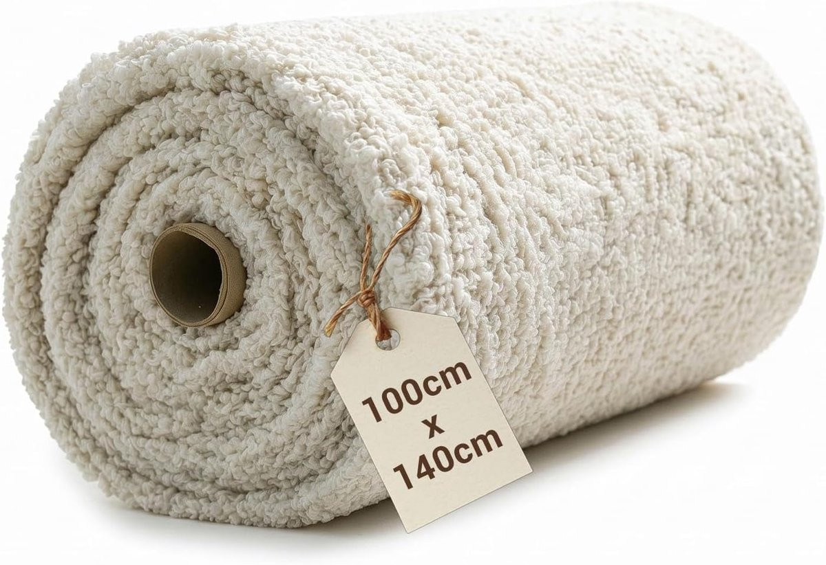 Boucle bekledingsstof met corduroy-look voor meubels en decoratie, crèmewit, per meter