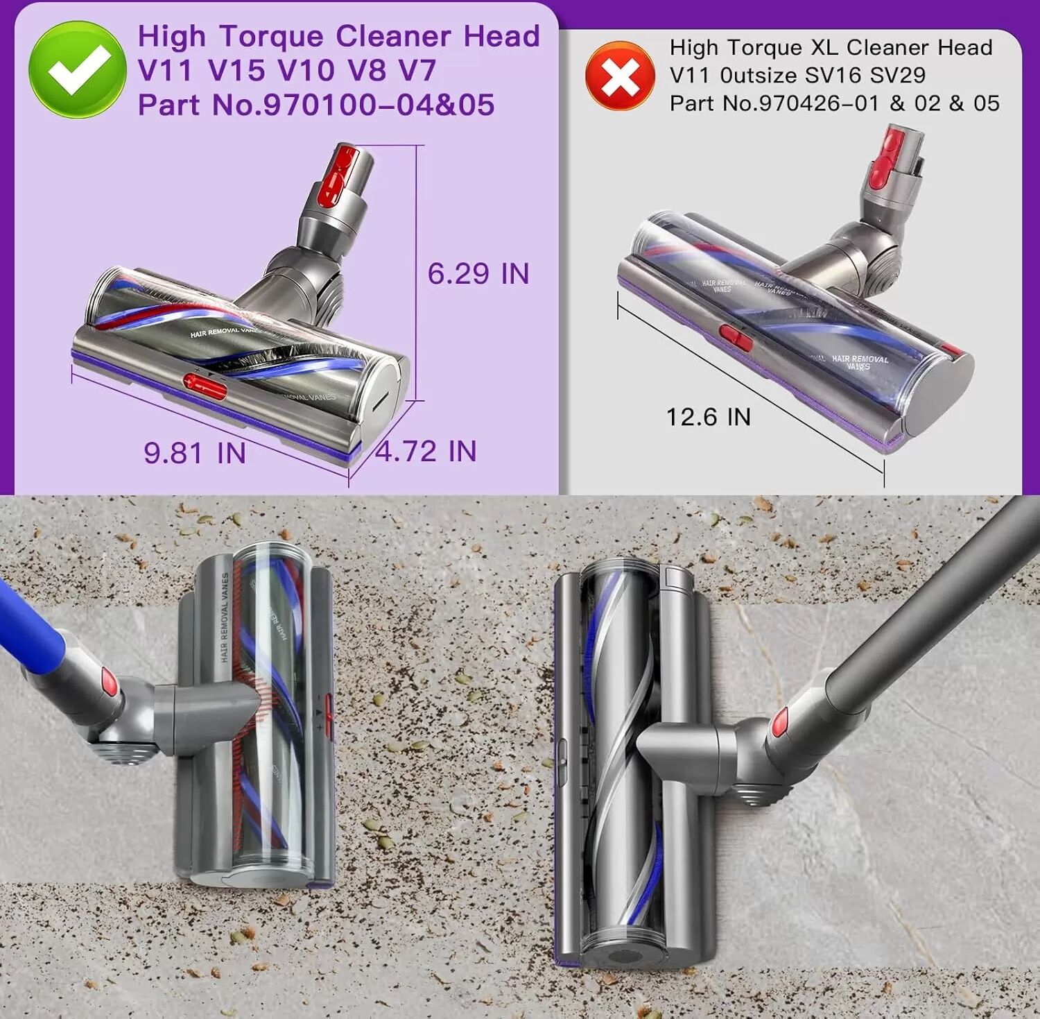 INF Verbesserter Motorhead-Reinigerkopf für Dyson V10 Staubsauger