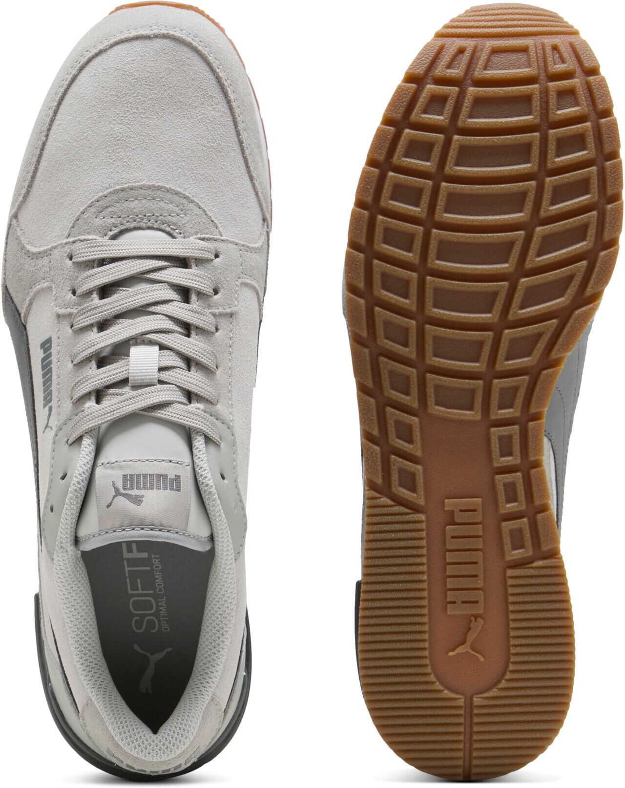 Sneaker PUMA "ST RUNNER V4 SD", Damen, Gr. 46, Textil, grau (cool light gray, slate sky, gray echo, puma weiß, gum), Leder, Schuhe Sneaker, mit Retro-Style, aus Leder, mit SOFTFOAM+ Einlegesohle cool light gray, slate sky, gray echo, puma weiß, gum 46, Te