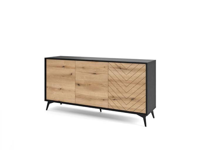 Commode effet bois Crème et Noir