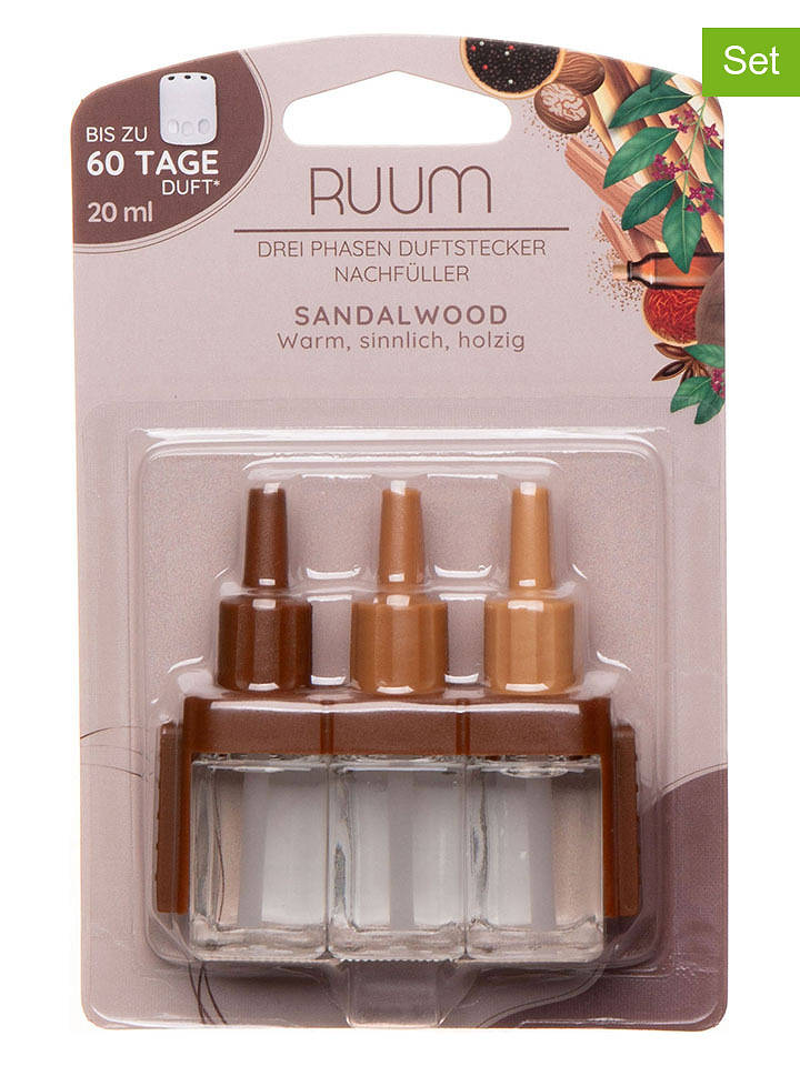 Ruum 6er-Set: 3-Phasen -Duftstecker-Nachfüller "Sandalwood" - 6x 20 ml - onesize