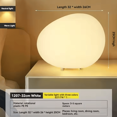 Inspire Curations Cobblestone LED Table Lamp Modern Minimalist Night Light For Bedroom & Home Decor length 32cm changeable