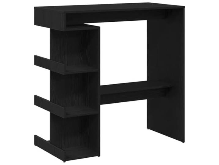 KGHERMDF Bartisch Schwarz Eichen-Optik 100 x 48 x 101,5 cm Holzwerkstoff Kompakte Maße, eingebaute Regale, platzsparend, moderne Optik, Montage erforderlich
