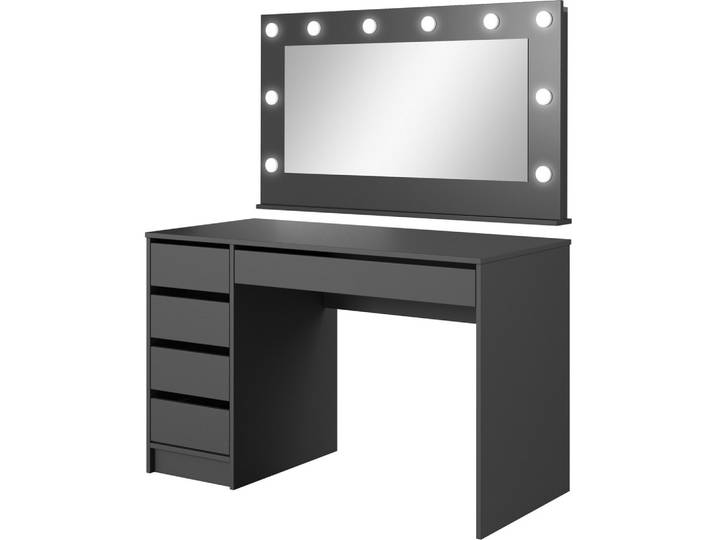 SCHMINKTISCH Claris Schwarz Anthrazit 120/55/75 mit LED Spiegel 120/67/11 cm