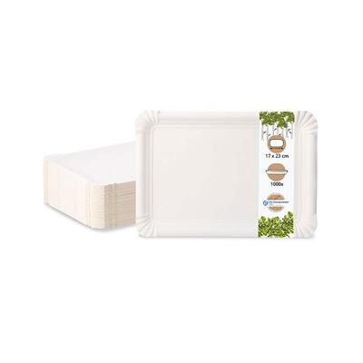 BIOZOYG 1000 Stück Einwegteller 17 x 23 cm Pappteller, biologisch abbaubar, weiß rechteckig, recyclingfähig, robust Bioteller, Einweggeschirr