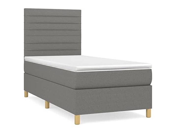 PUGYNBK Boxspringbett, Dunkelgrau, 100 x 200 cm Verstellbares Kopfteil, Taschenfedern, mittlere Festigkeit, gepolstert