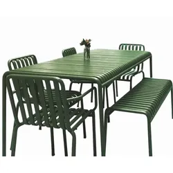 Outdoor Essgruppe Tisch- und Stuhlset aus Eisen – Gartenmöbel für Balkon, Terrasse, Outdoor-Café, Hotel, grün, 180 cm