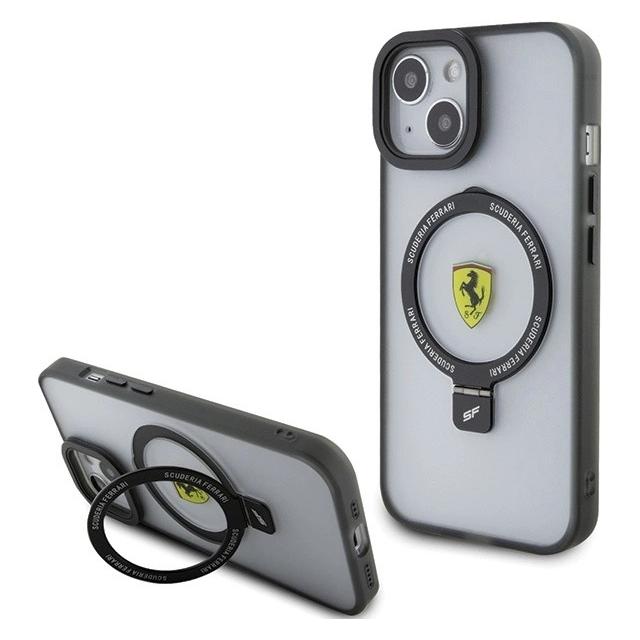 Ferrari FEHMP15SUSCAK iPhone 15 6.1" czarny/black hardcase Ring Stand 2023 Collection MagSafe (Apple iPhone 13, Apple iPhone 14, Apple iPhone 15) (FER000602-0)