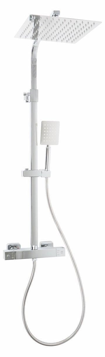 Duschsäule komplett mit Thermostat eckig Edelstahl