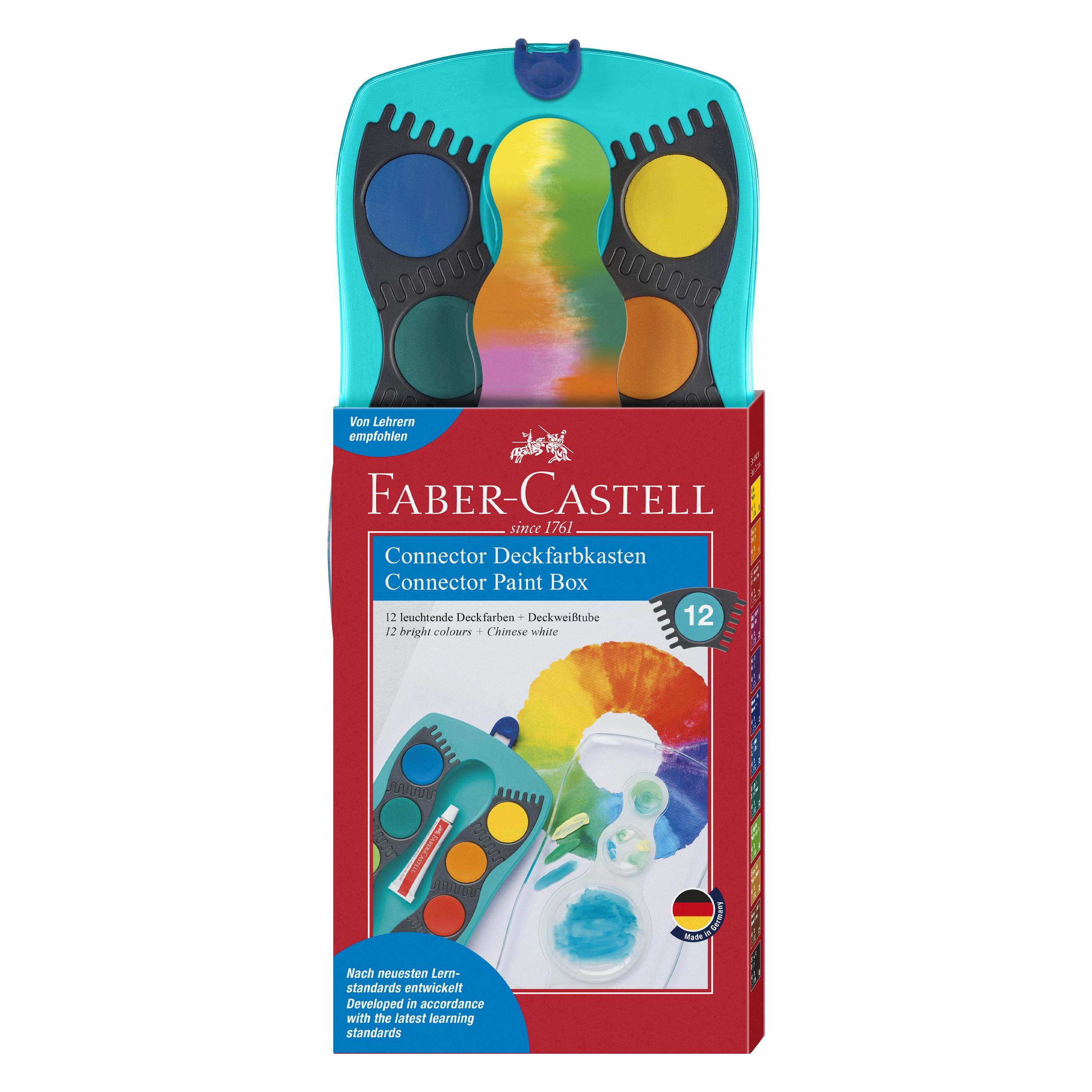 Faber-Castell Gouache Connector Malkasten türkis mit 12 (12 ml) (125003)