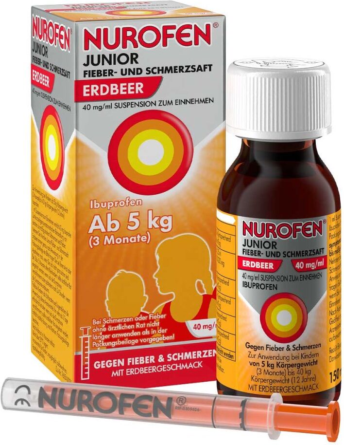 Nurofen Junior Fieber- und Schmerzsaft Erdbeer 40 Mg/ml