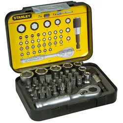 STANLEY Bit-Satz mit Mini-Umschaltknarre 1/4 39-teilig magnetisch - 1-13-906