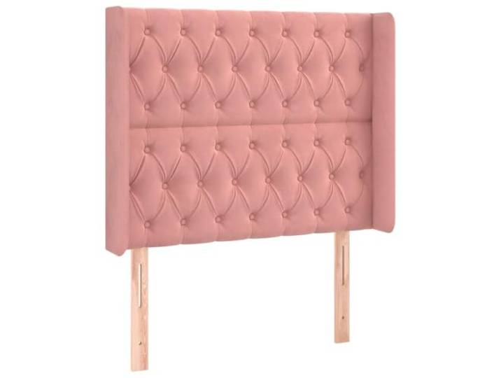Makastle Kopfteil mit Ohren Rosa 93x16x118 cm Samt Höhenverstellbar