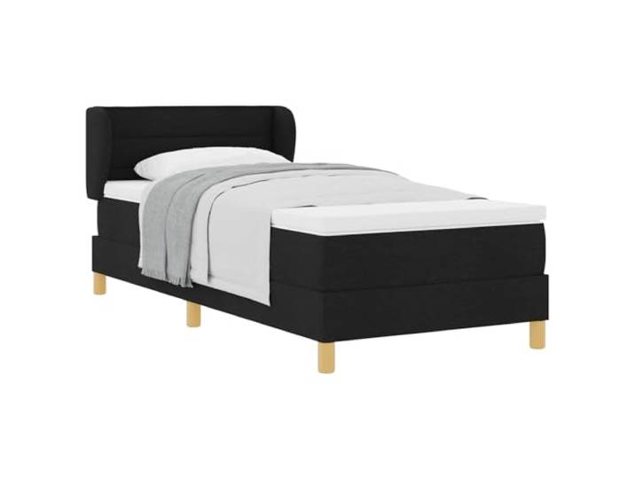 PUGYNBK Boxspringbett, 100 x 200 cm, Schwarz, mit Matratze Verstellbares Kopfteil, Kiefernholz, gefederte Federn, Kunststofffüße