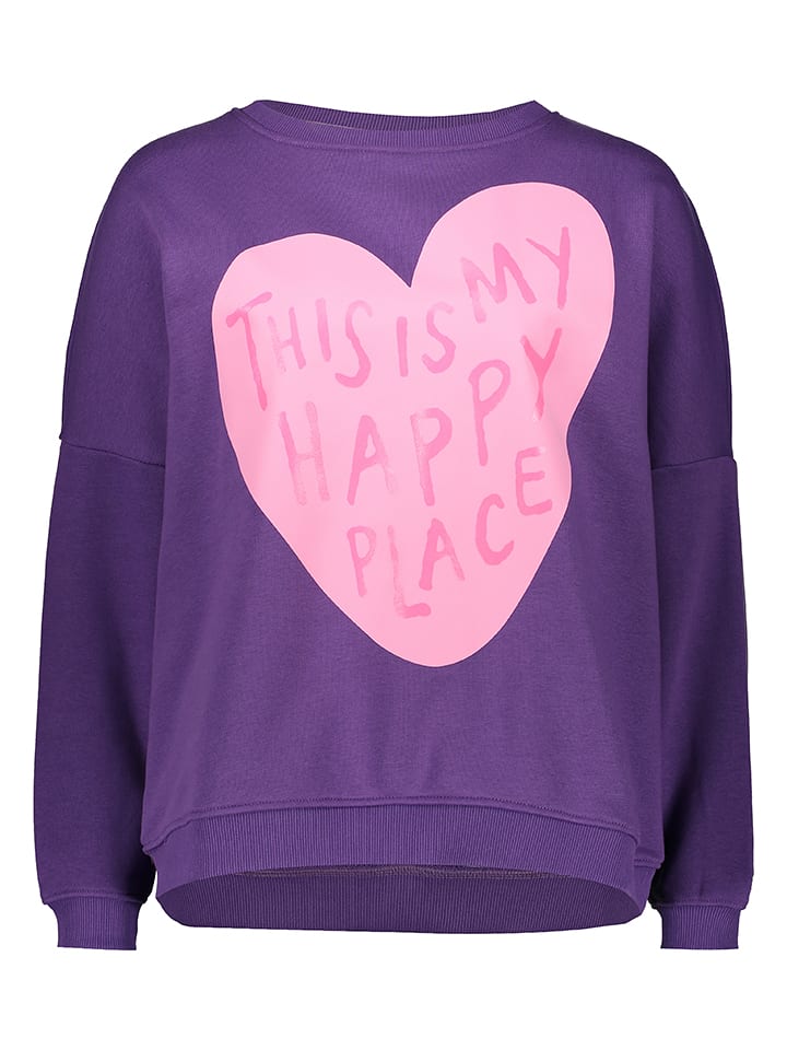 miss goodlife Sweatshirt "This is my happy place" in Lila - M