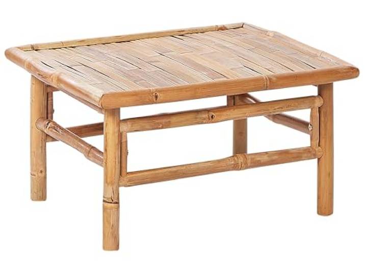 Beliani Rustikaler Garten Beistelltisch Bambusholz Hellbraun rechteckig niedrig Cerreto