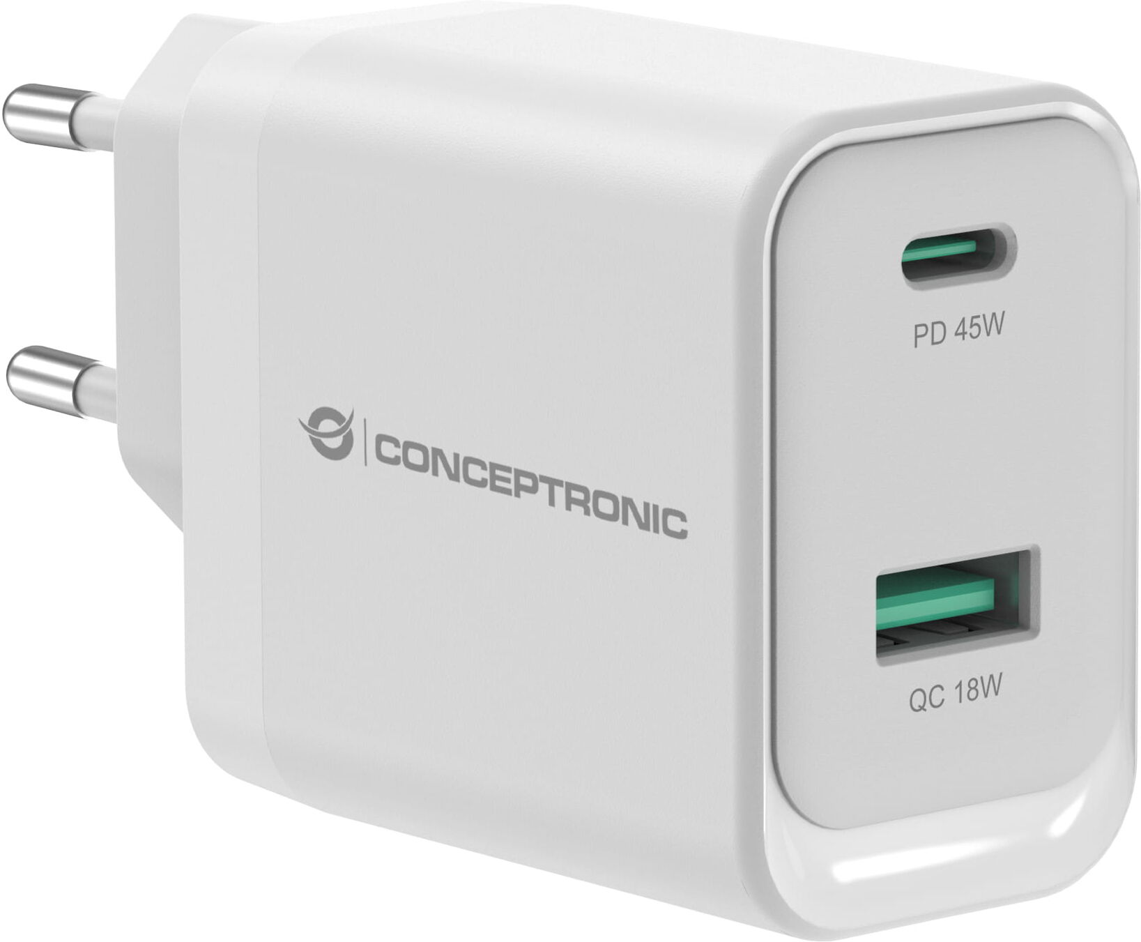 Conceptronic 45W GaN USB-PD-Ladeger&auml;t, 2 Ports, USB-C x1, USB-A ...