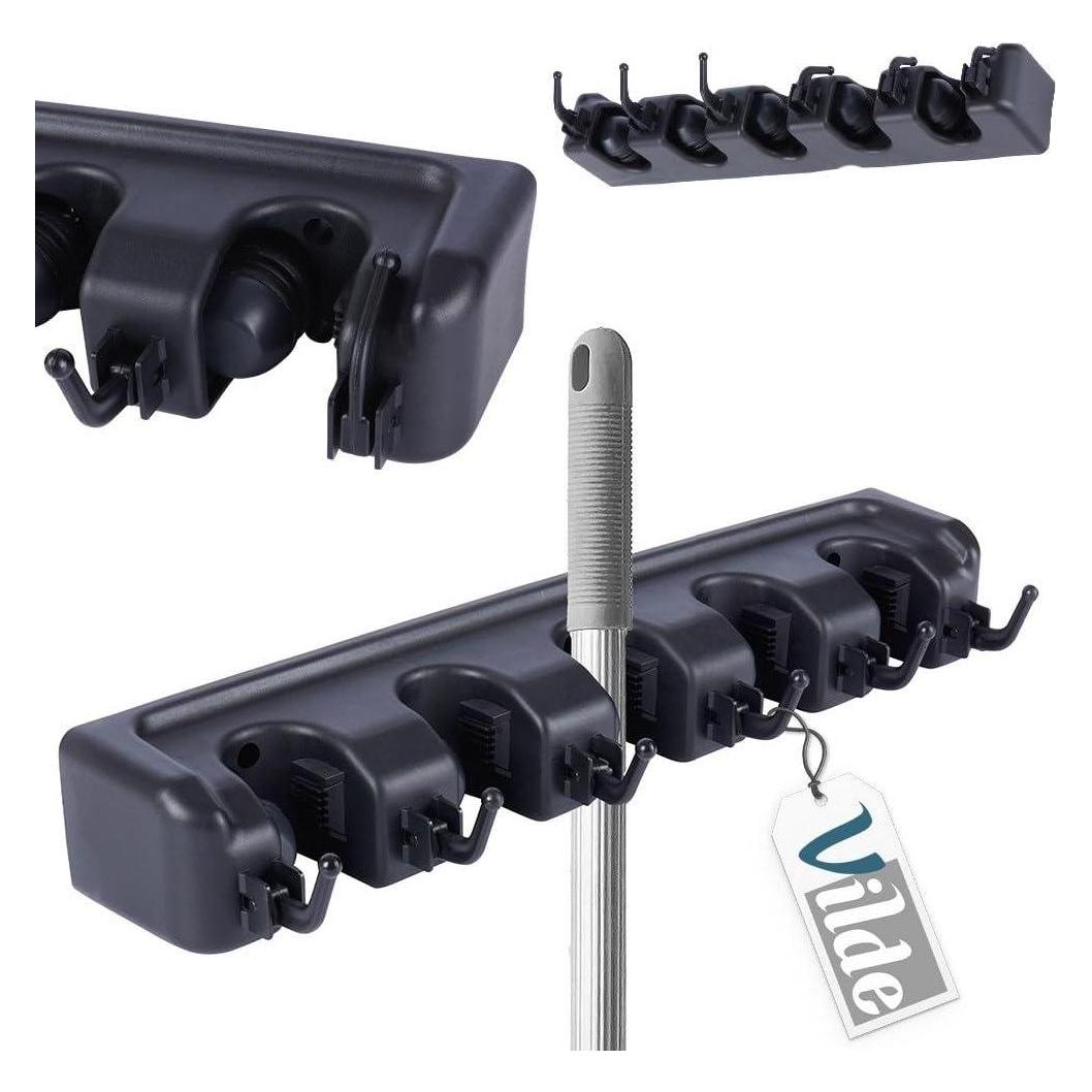 Vilde Wand-Mop-Halter - 5 automatische Halterungen - 41 cm - Schwarz (64821654)