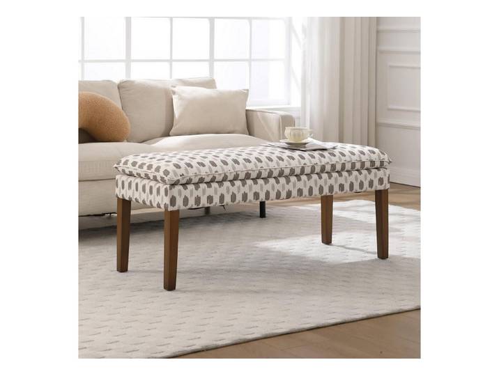 LuxusKollektion Polsterbank Sitzbank Holz Chenille Khaki (1-St)