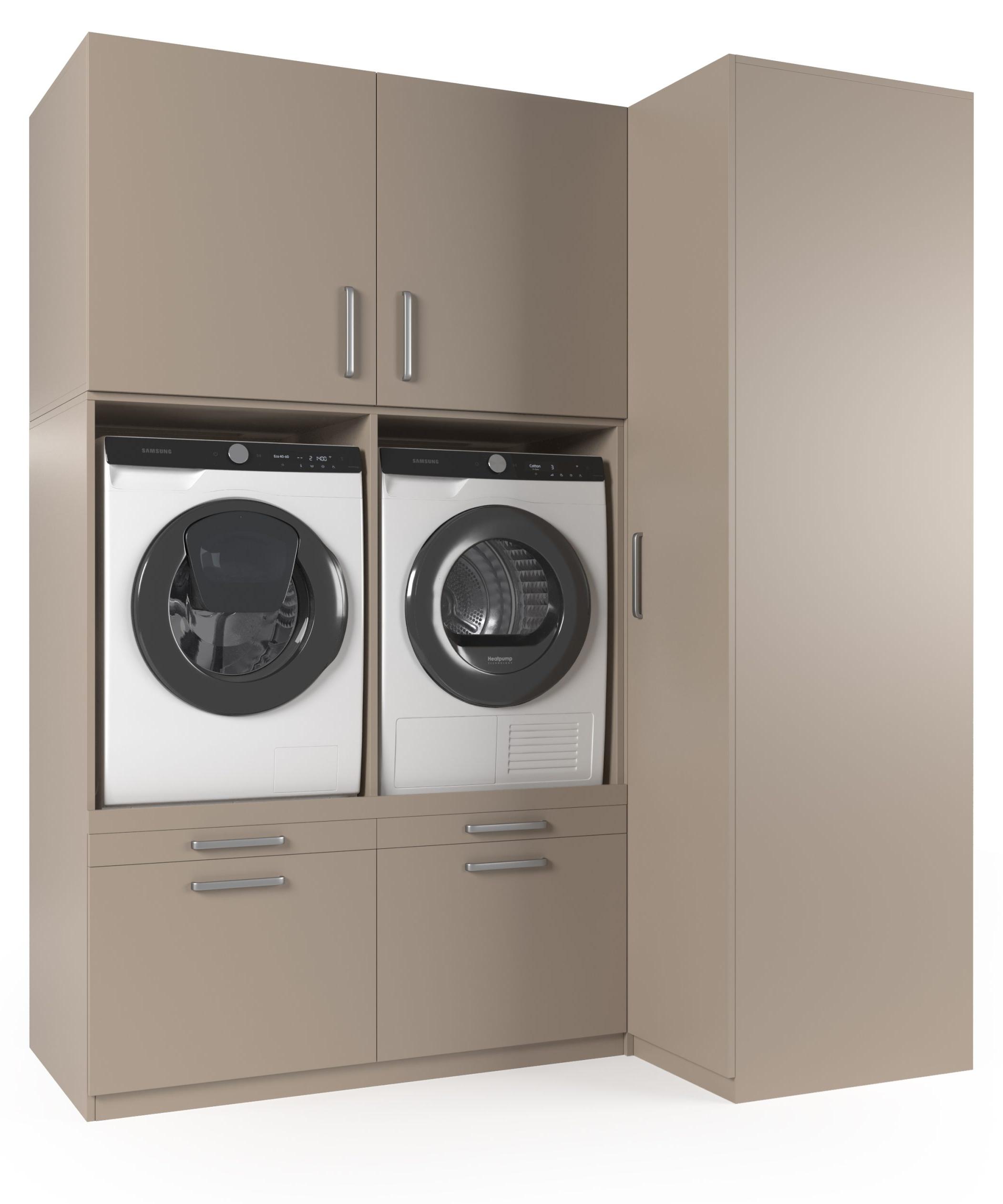 Wasophoogte Waschmaschinen schrank Seoul - waschmaschinen untergestell - waschmaschinen podest - 700(T)*2030(B)*2350(H) mm - Taupe