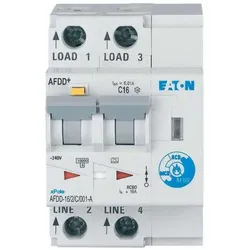 Eaton 187207 Brandschutzschalter, 2p, C, 16 A, 10 mA, Typ A AFDD-16/2/C/001-A