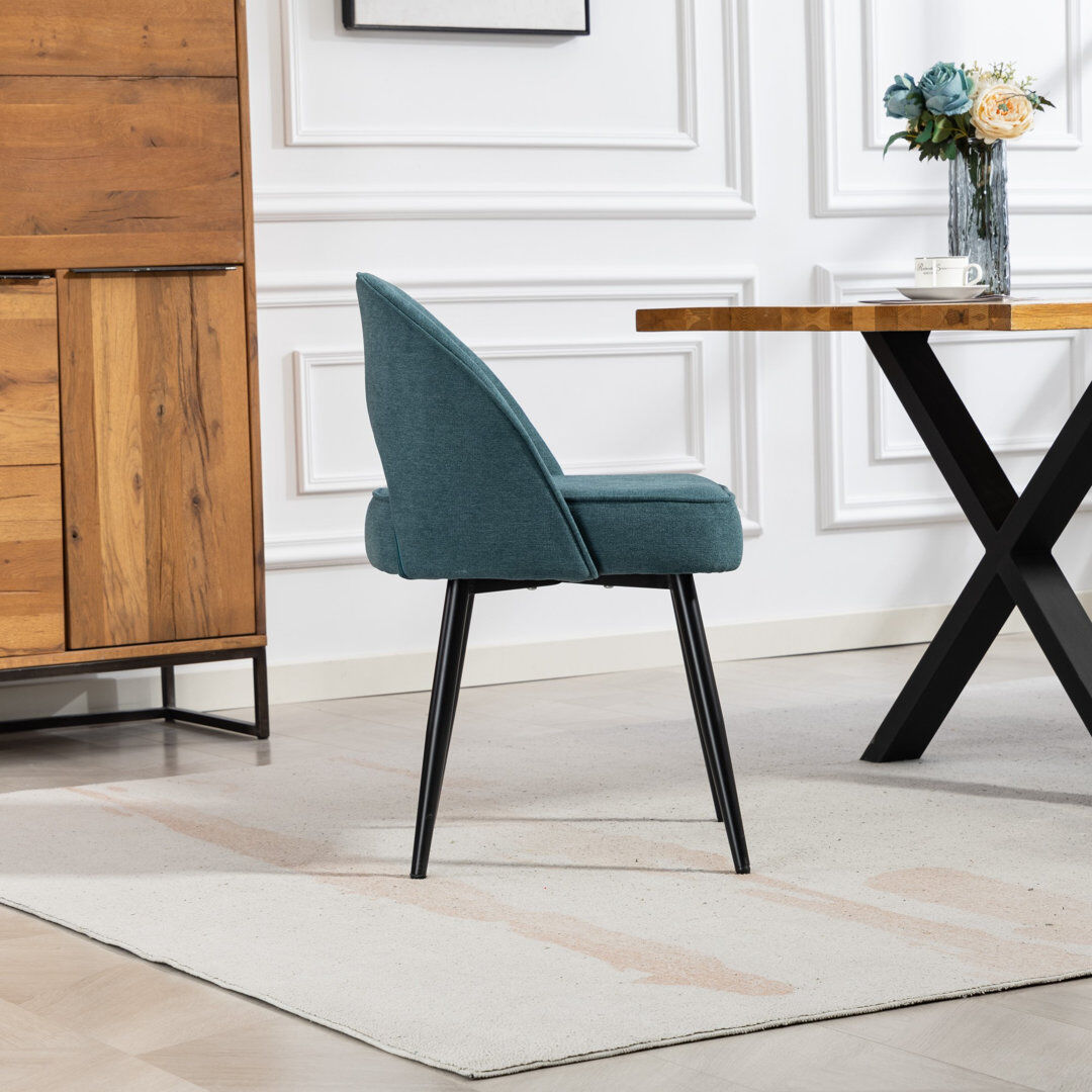George Oliver 48cm H Polyester Upholstered Metal Upholstered Back Accent Teal 78cm H X 48cm W X 51.5cm D