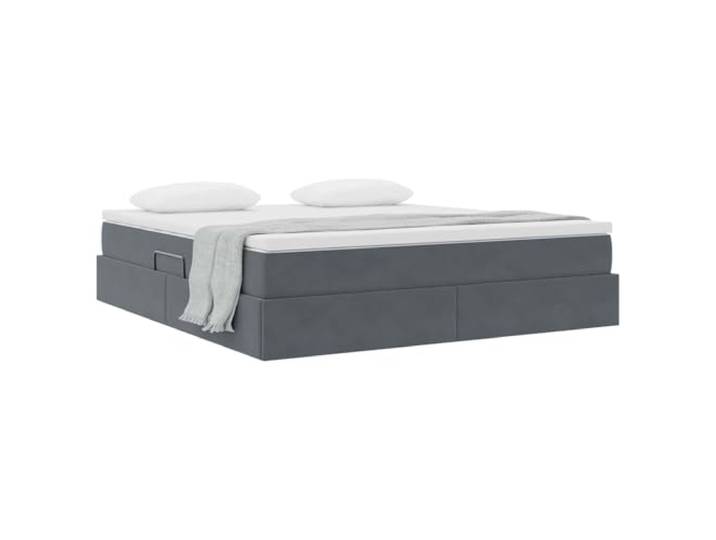 KTHLBRH Boxspringbett mit Matratze, Dunkelgrau, 180 x 200 cm Weicher Samt, hydraulischer Aufzug, Metallrahmen, großer Behälter