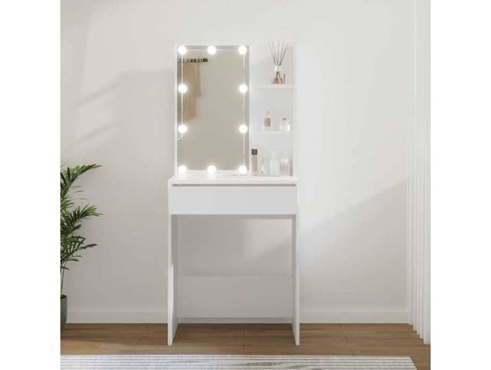 Moderne Coiffeuse avec LED - - blanc 60x40x Coiffeuse avec LED blanc 60x40x140 cm 13838